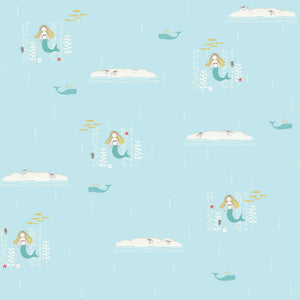 *Closeout Sale* Storyboek Drie, Mermaids, per half-yard