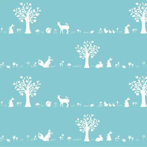 *Closeout Sale* Storyboek Drie, Forest Friends Aqua in KNIT, 82" (LAST PIECE)