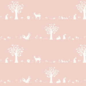 *Closeout Sale* Storyboek Drie, Forest Friends Blush in KNIT, per half-yard (DEFECT, Sold AS-IS)