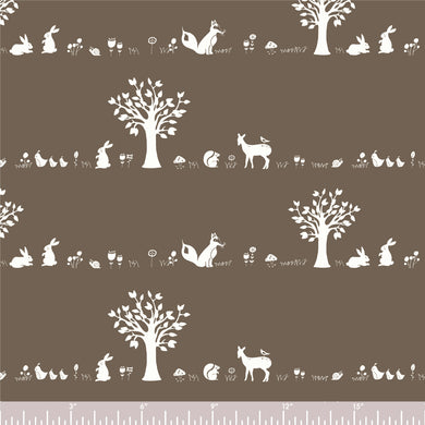 *Closeout Sale* Storyboek Drie, Forest Friends Brown, per half-yard