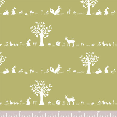 *Closeout Sale* Storyboek Drie, Forest Friends Moss, per half-yard