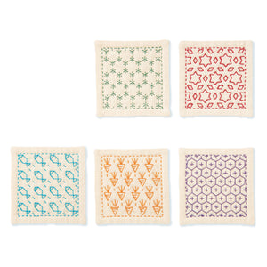 Olympus Japanese Sashiko Hitomezashi Coasters Kit (set of 5) with Thin Threads - Select Design