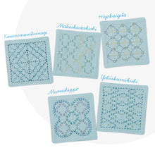 Load image into Gallery viewer, Olympus Japanese Sashiko Coasters Kit (set of 5) with Thin Threads - Select Design