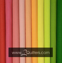 Load image into Gallery viewer, Bundle (select size) Kona Cotton: 2Quilters Spring Time palette, 10 pcs