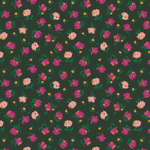 *Closeout Sale* Art Gallery Fabrics, The Flower Society, Gentle Rosebuds Lunar, per half-yard
