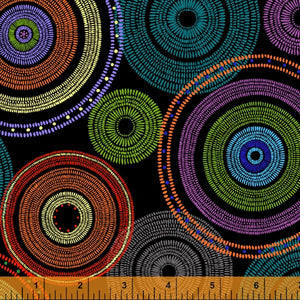 Windham Fabrics, 108" Wide Quilt Back, Medallion in Black, 50" (Last Piece)