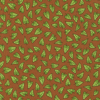 *Closeout Sale* Berry Season, Leaves in Roasted Pecan, per half-yard