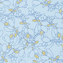 Load image into Gallery viewer, Collection CF, Flora in Blue (Gold Metallic), per half-yard