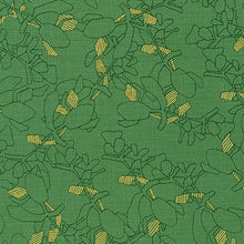Load image into Gallery viewer, Collection CF, Flora in Moss (Gold Metallic), per half-yard