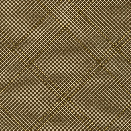 Collection CF, Tartan Single Border in Brown (Gold Metallic), per half-yard