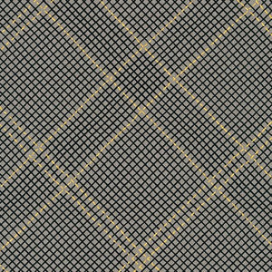 Collection CF, Tartan Single Border in Pewter (Gold Metallic), per half-yard