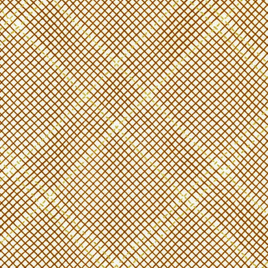 Collection CF, Tartan Single Border in Roasted Pecan (Gold Metallic), per half-yard