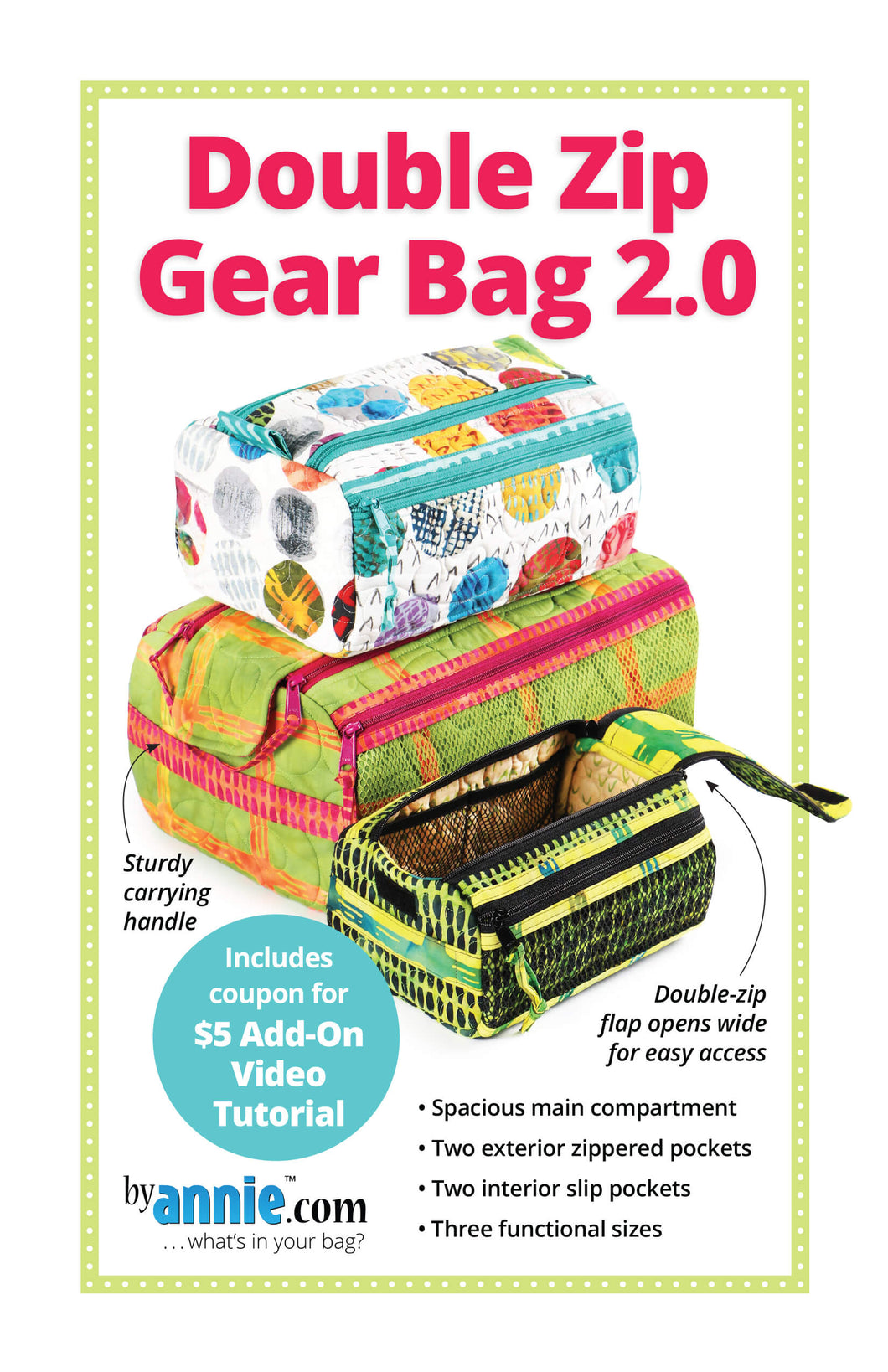 Double Zip Gear Bag 2.0, Patterns by Annie