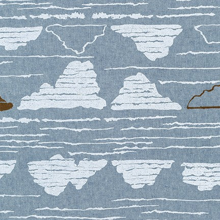Driftless, Reflections in Cadet, Cotton/Linen Blend per half-yard