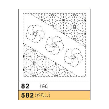 Olympus #82 #582 Hana-Fukin Sashiko Sampler - Torii Ume and Asanoha (White OR Mustard)