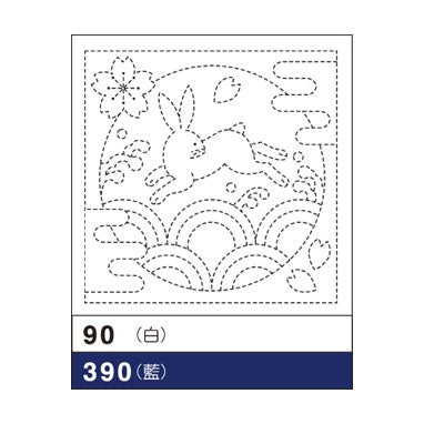 Olympus #90, #390 Hana-Fukin Sashiko, Rabbit & Waves (White OR Blue)