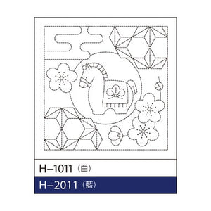 Olympus #H-1011, #H-2011 Hana-Fukin Sashiko, Horse & Hemp Leaves (White OR Blue)
