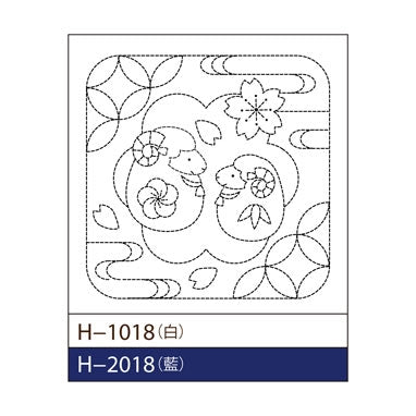 Olympus #H-1018, #H-2018 Hana-Fukin Sashiko, Sheep & shippo (White OR Blue)