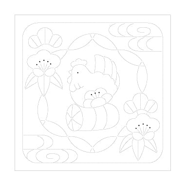 Olympus #H-1027, Hana-Fukin Sashiko, Rooster & Shochiku Meishi (White)