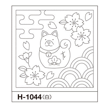 Olympus #H-1044, Hana-Fukin Sashiko, Dog & Sakura (White)