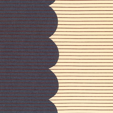 Harriot, Scallop Single Border in Steel, per half-yard