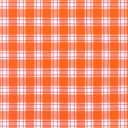 Kitchen Window Wovens, Plaid in Orangeade, per half-yard