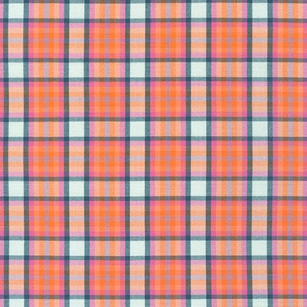 Kitchen Window Wovens, Plaid in Salmon, per half-yard