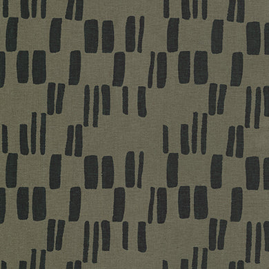 Quarry Trail, Block Print in Pepper, Essex Cotton/Linen Blend per half-yard