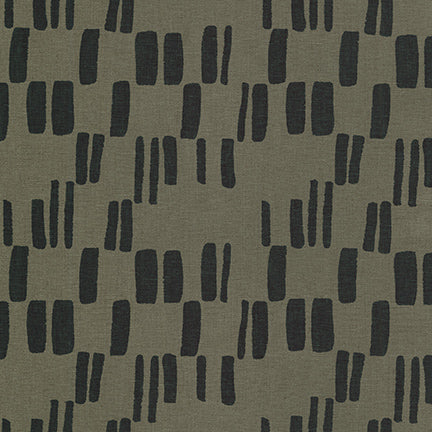 Quarry Trail, Block Print in Pepper, Essex Cotton/Linen Blend per half-yard