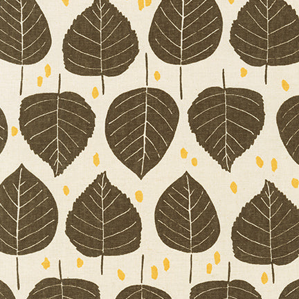 Quarry Trail, Leaves in Natural, Essex Cotton/Linen Blend per half-yard