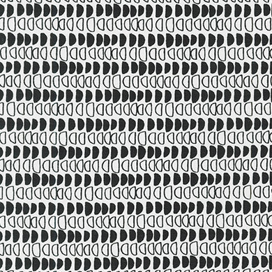 Quarry Trail, Half Moons in Black, Essex Cotton/Linen Blend per half-yard