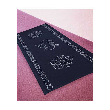 Ready To Stitch ** Olympus #SK-219 Japanese Sashiko Table Runner Kit – Plum Crane