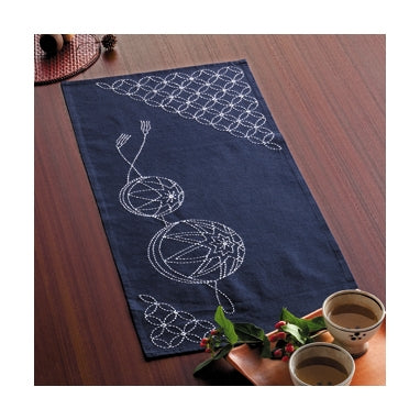Ready To Stitch ** Olympus #SK-261 Japanese Sashiko Table Runner Kit – Temari and Tail tie