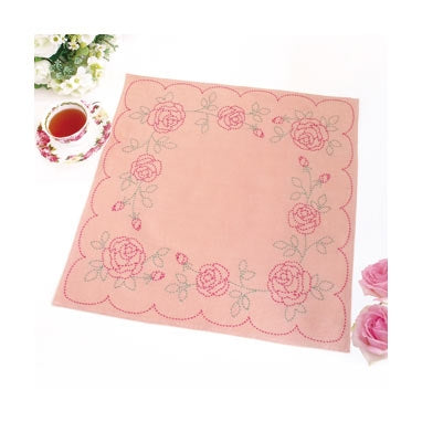 Ready To Stitch ** Olympus #SK-287 Japanese Sashiko Luncheon Mat Kit - Rose Border