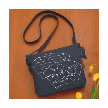 Olympus #SK-288 Japanese Sashiko Pochette Kit - Plum and Kasumi-Tsunagi (Indigo, Navy Blue)