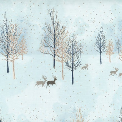 *Closeout Sale* Winter Shimmer, Light Blue Border, per half-yard (with Metallic Accents)