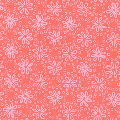 Wishwell Cheery Blossom, Flowers Coral, per half-yard