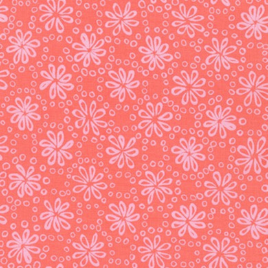 Wishwell Cheery Blossom, Flowers Coral, per half-yard